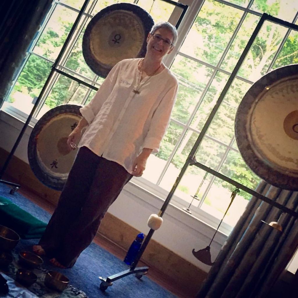 Stephanie Marisca just before the Gong Bath at the 2016 Transformational Presence Global Summit