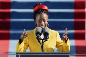 Amanda Gorman speaking at the Inauguration Ceremony for President Joe Biden