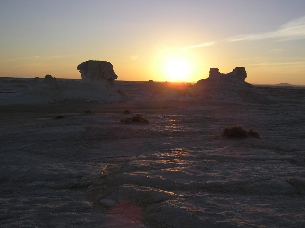 Sunrise over the White Desert of Egypt